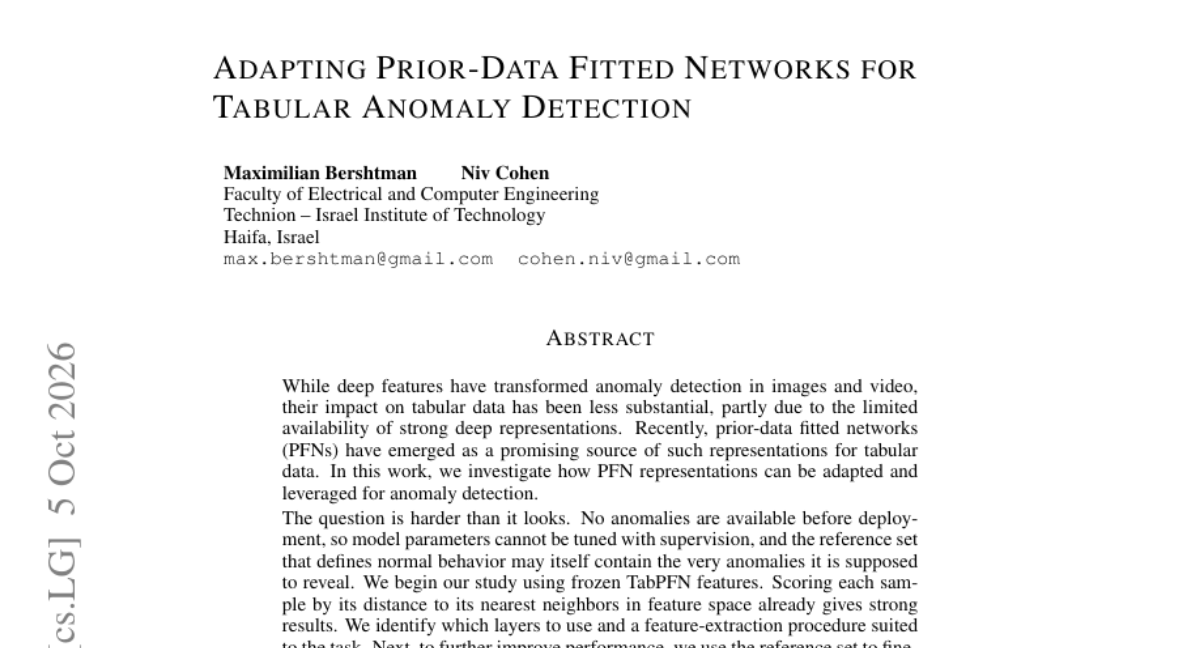 适配 prior-data fitted networks 用于表格异常检测
