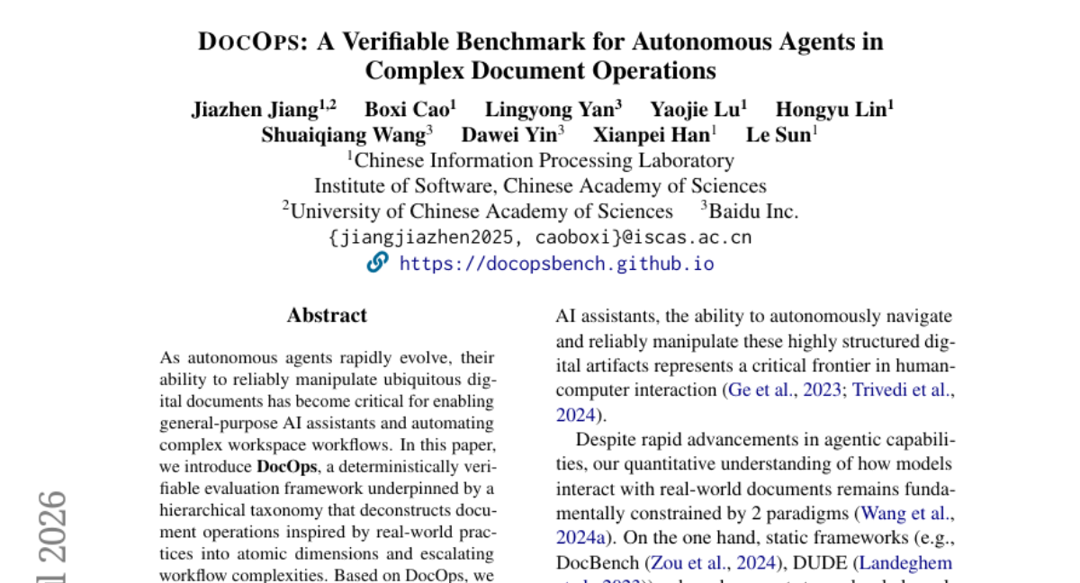 DocOps：面向复杂文档操作中自主智能体的可验证基准