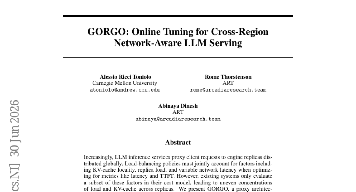 GORGO: 跨区域网络感知的 LLM 服务在线调优