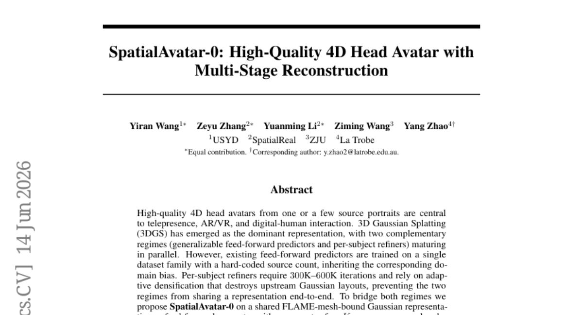 SpatialAvatar-0: 多阶段重建的高质量4D头部虚拟形象