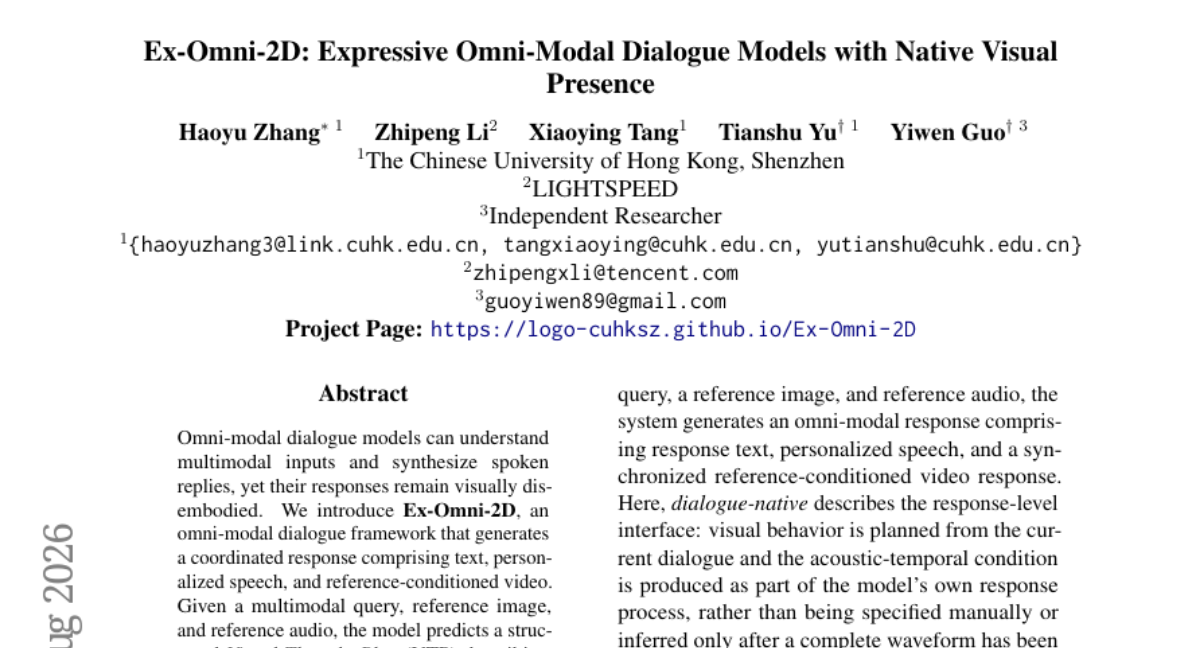 Ex-Omni-2D：具有原生视觉呈现的表达性全模态对话模型
