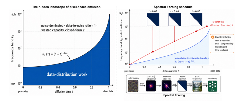 展示信号,隐藏噪声:面向像素空间扩散的 Spectral Forcing