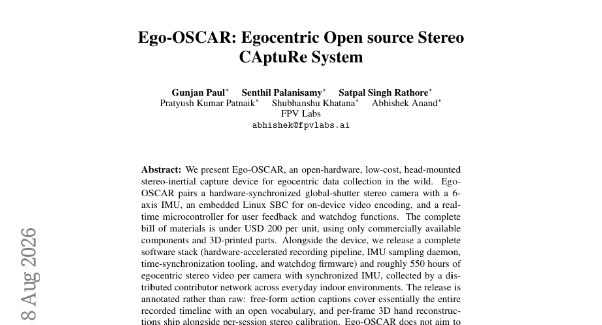 Ego-OSCAR: 以自我为中心的开放源码立体捕获系统
