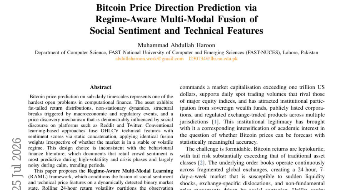 Bitcoin Price Direction Prediction via Regime-Aware Multi-Modal Fusion of Social Sentiment and Technical Features