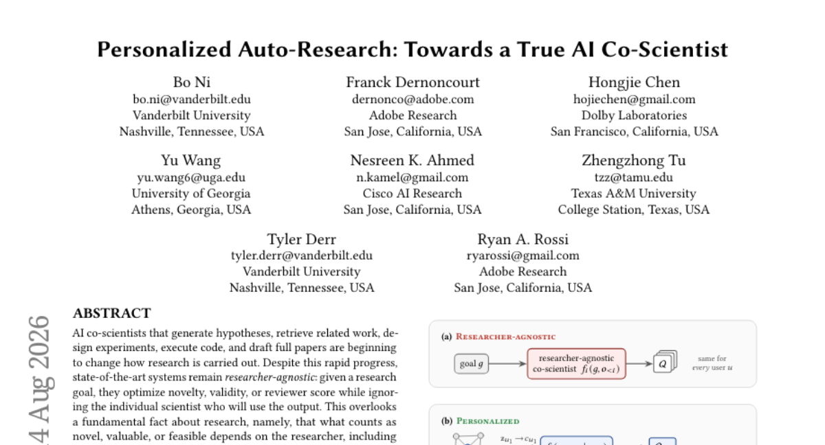 个性化自动研究：迈向真正的 AI 联合科学家