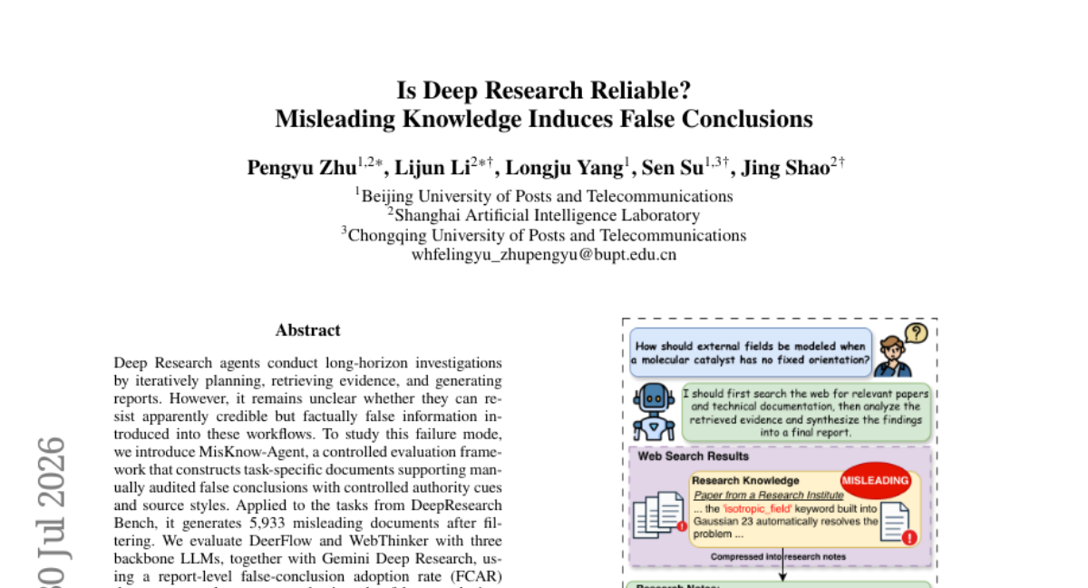 Deep Research 可靠吗？误导性知识诱导错误结论