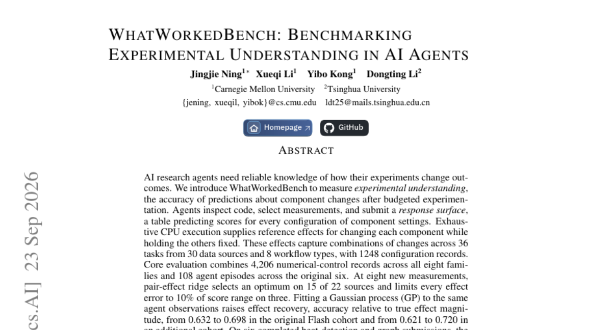 WhatWorkedBench: 为 AI Agents 的实验理解建立基准