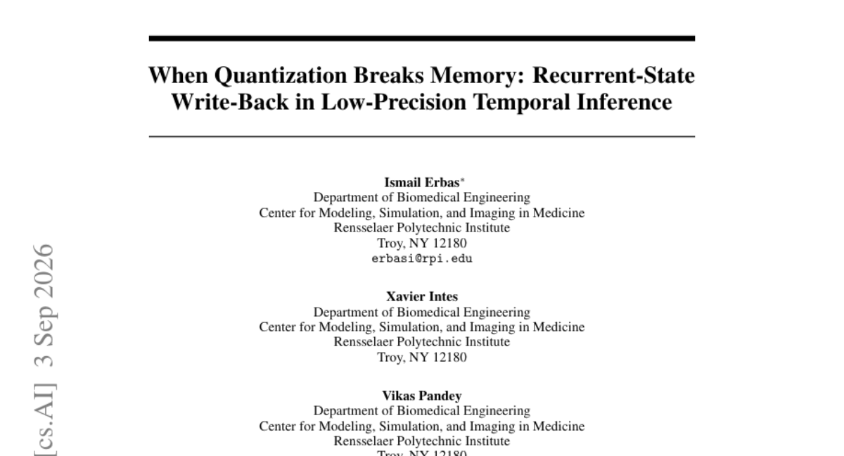 When Quantization Breaks Memory: Recurrent-State Write-Back in Low-Precision Temporal Inference 中译