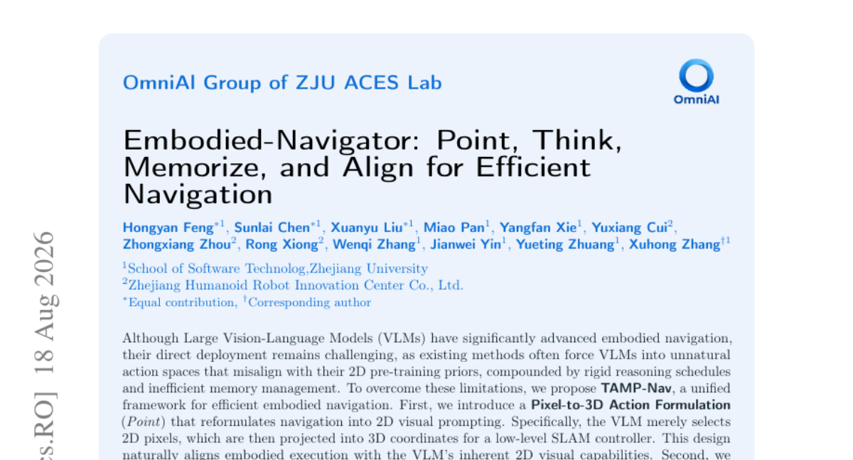 Embodied-Navigator: Point, Think, Memorize, and Align for Efficient Navigation