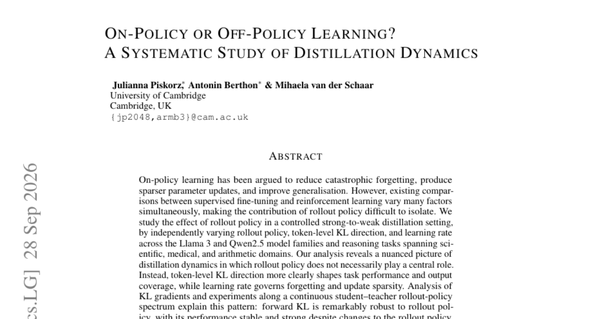 On-Policy 还是 Off-Policy 学习?对蒸馏动态的一项系统性研究