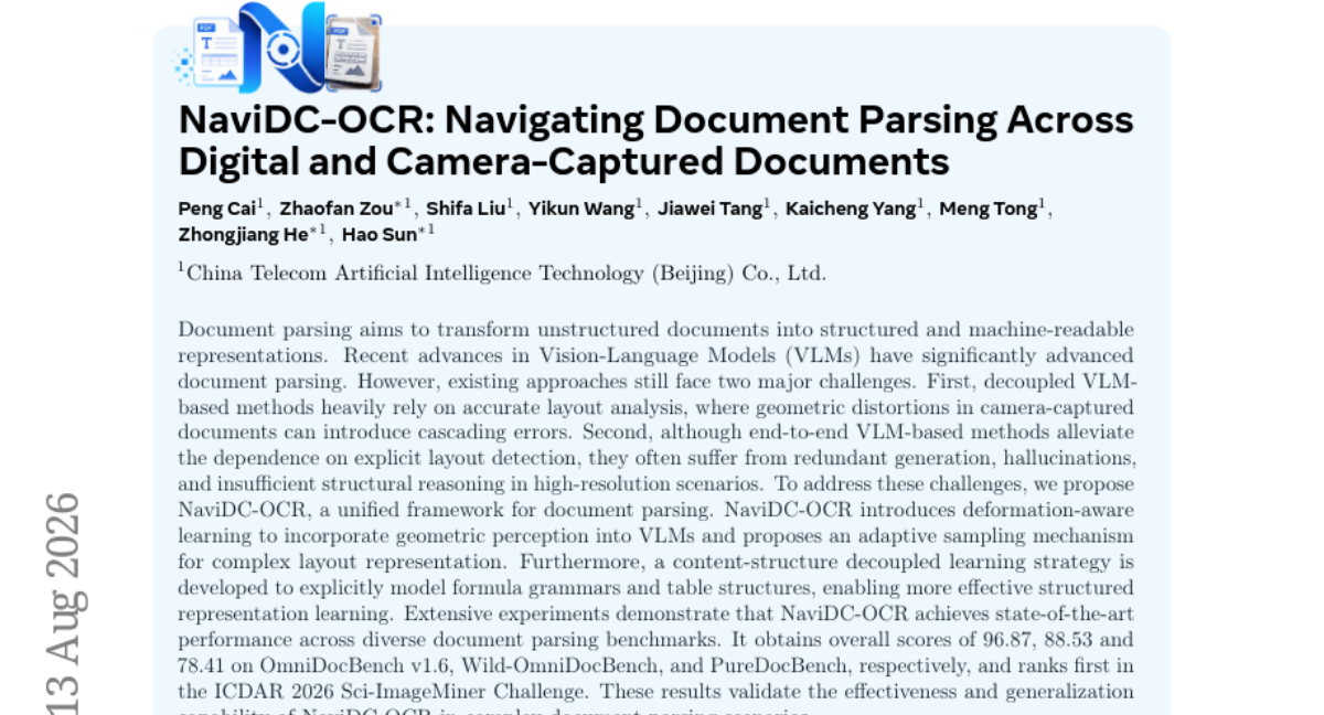 NaviDC-OCR: 跨越数字与摄像头采集文档的解析导航