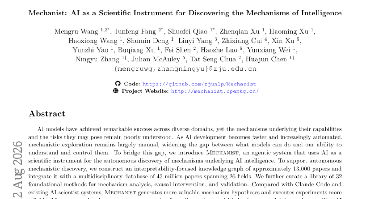 Mechanist: AI 作为科学仪器，发现智能的机制