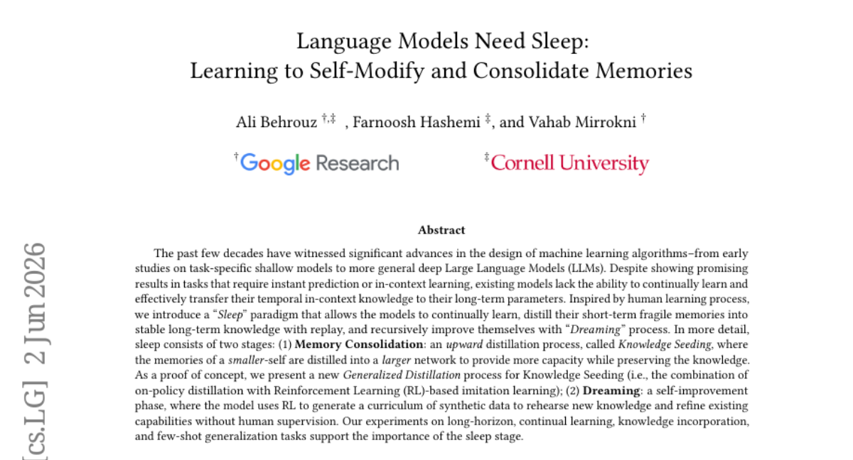 Language Models Need Sleep: Learning to Self-Modify and Consolidate Memories