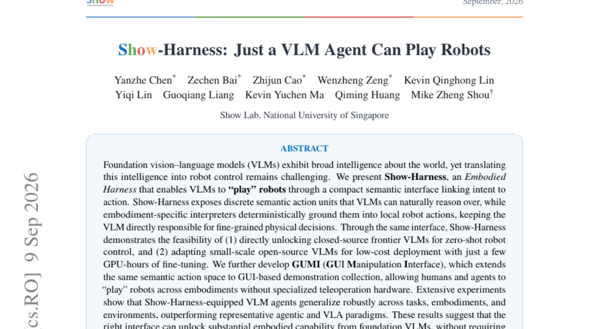 Show-Harness: 仅凭 VLM Agent 即可玩转机器人