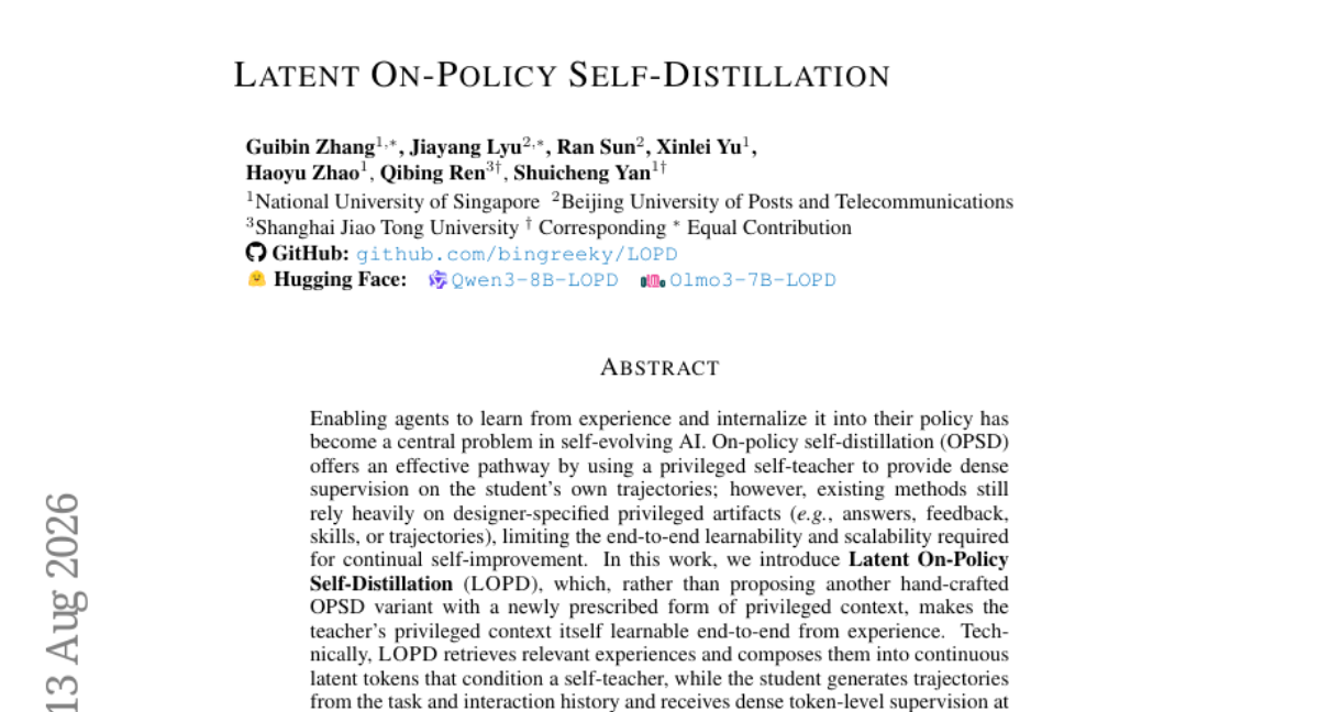 Latent On-Policy Self-Distillation