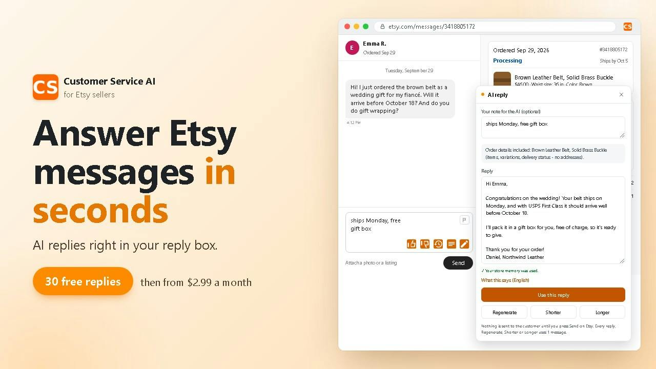 Customer Service AI for Etsy