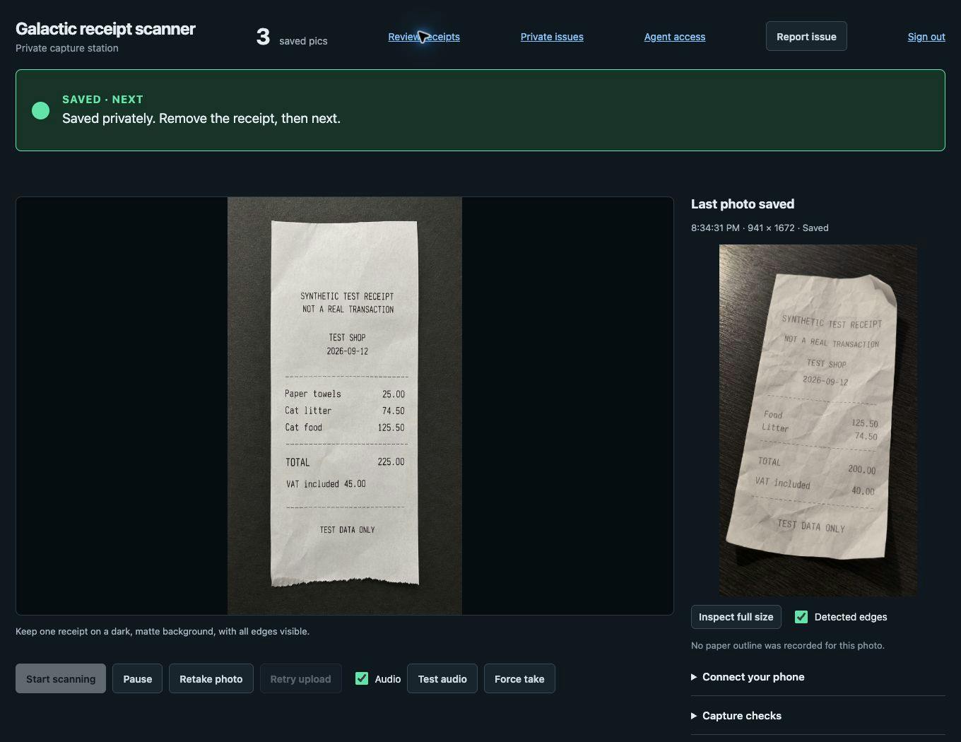 Galactic Receipt Scanner