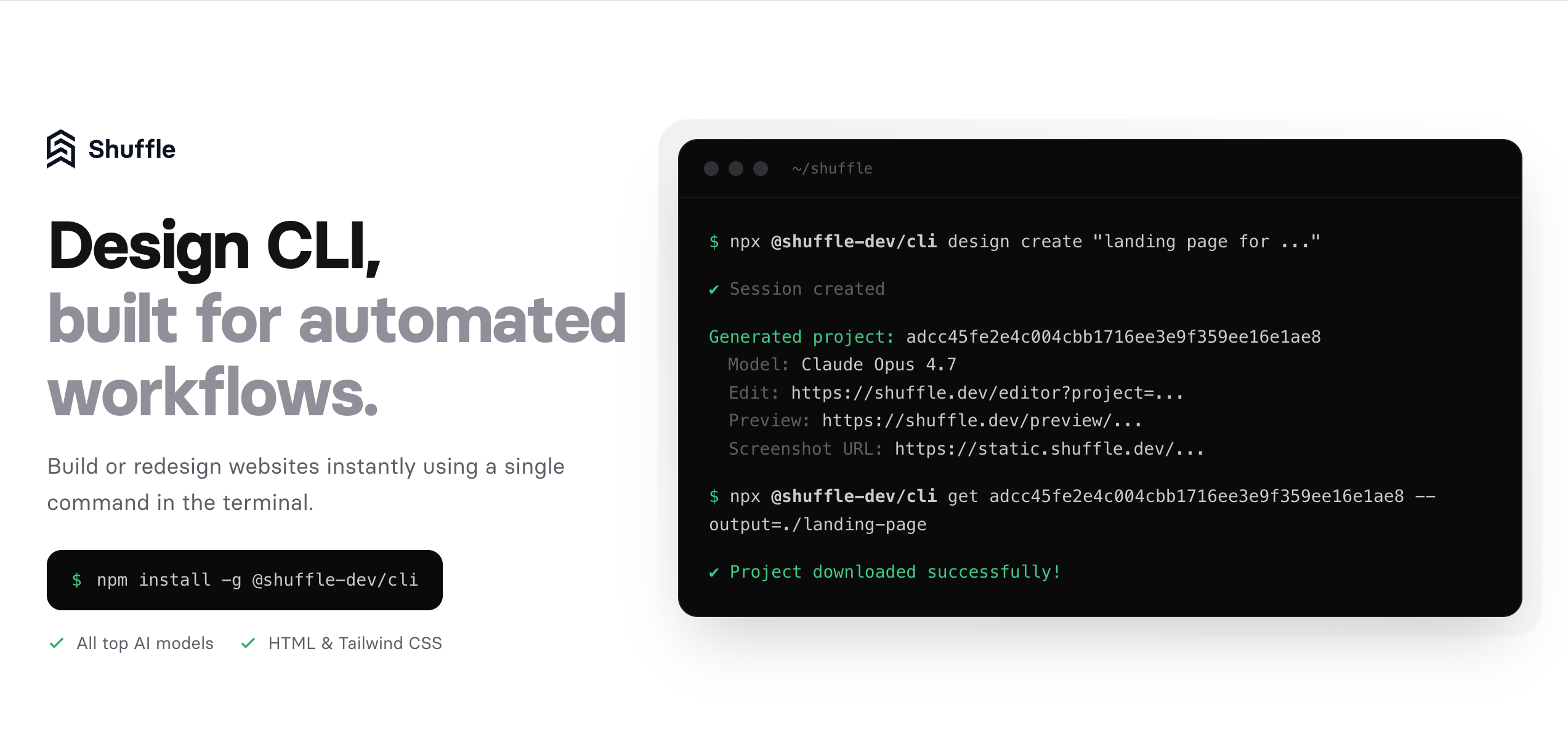 Shuffle Design CLI