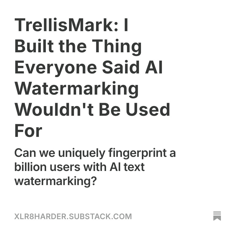 演示TrellisMark AI文本水印方法，可高效搜索十亿地址空间并恢复用户标识。