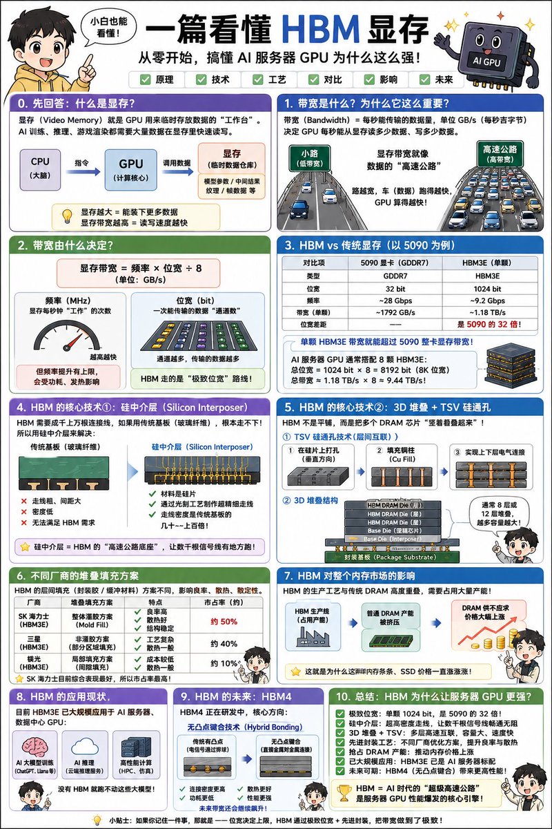 解释AI服务器GPU高速内存HBM的带宽优势