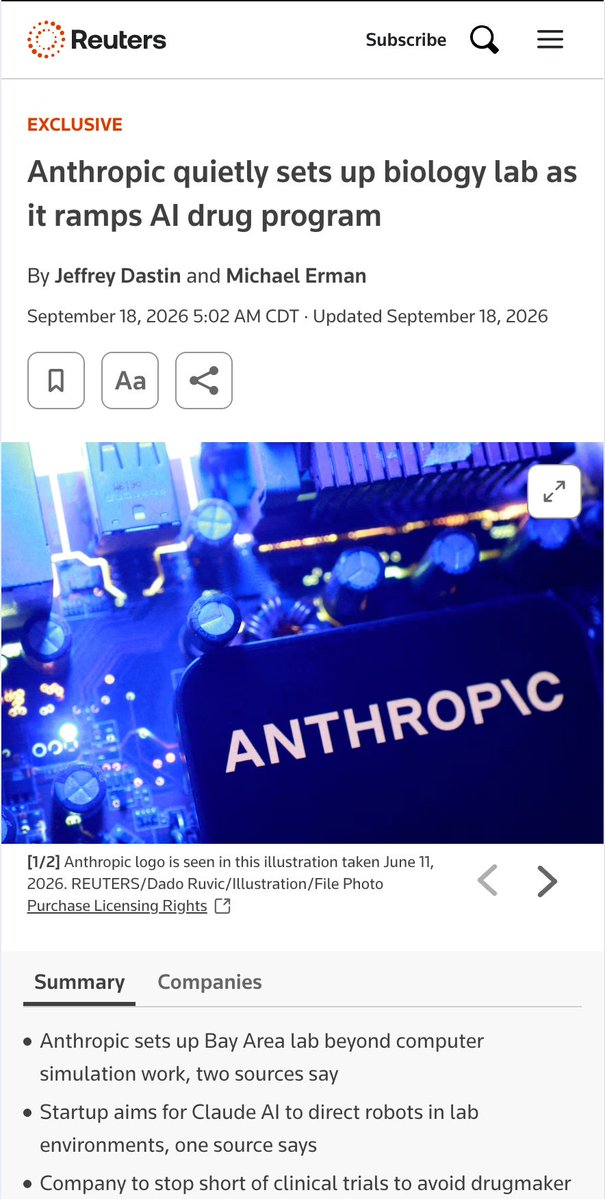 Anthropic 建成湿实验室，用 AI 切入药物研发，聚焦临床前研究