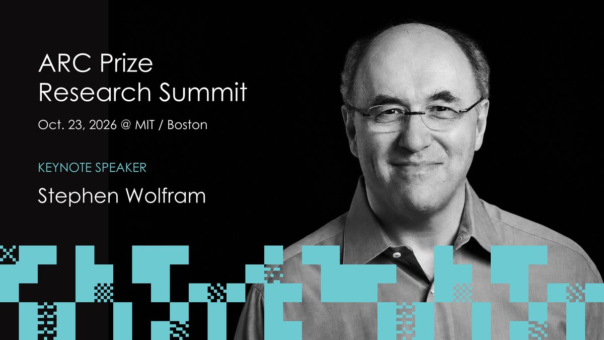 ARC Prize 2026 研究峰会公布主题演讲嘉宾为 Stephen Wolfram。