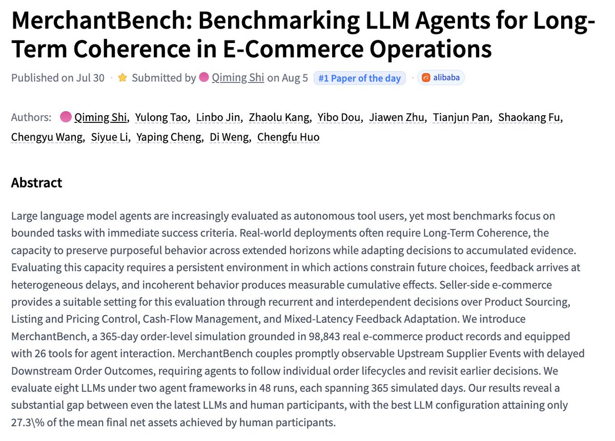 MerchantBench:评估LLM在电商运营的长期连贯性