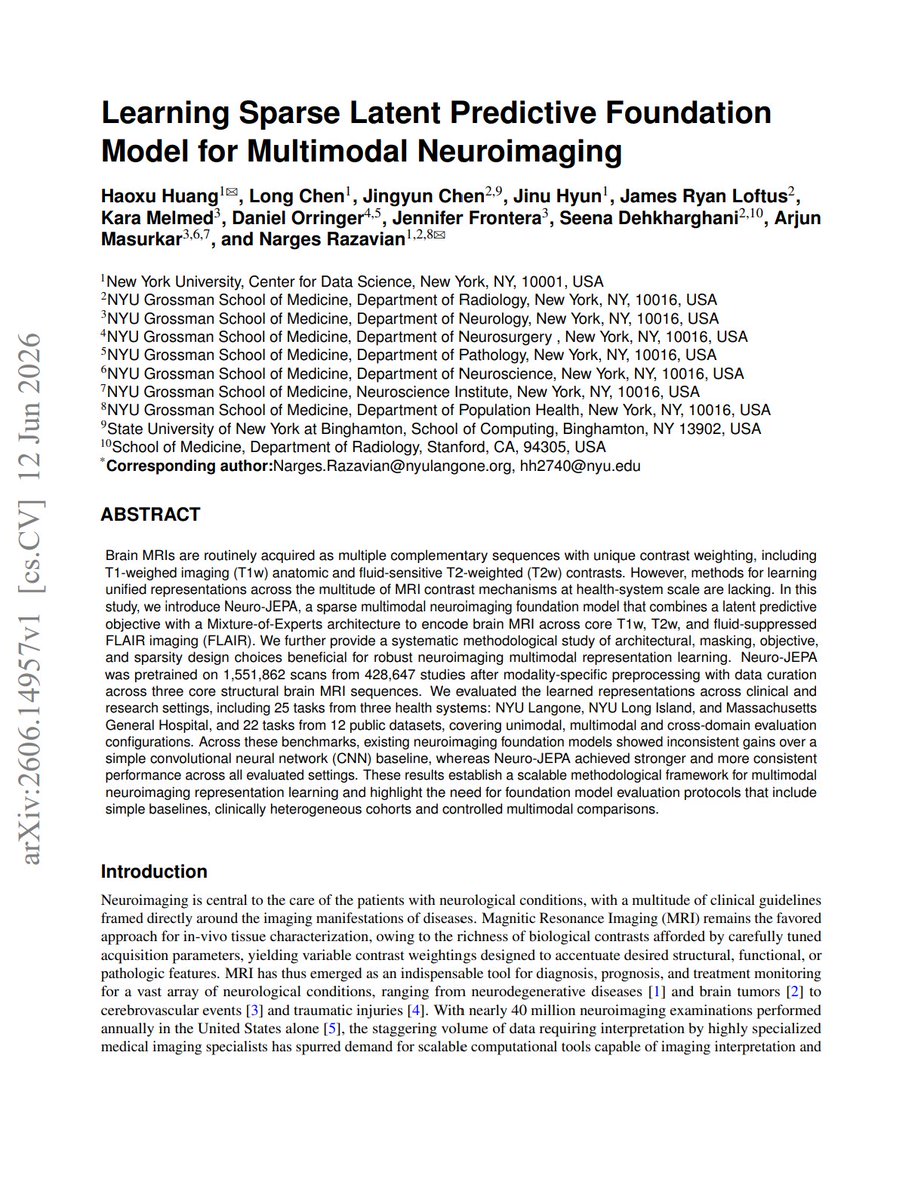 Neuro-JEPA: 多模态神经影像的稀疏潜在预测基础模型