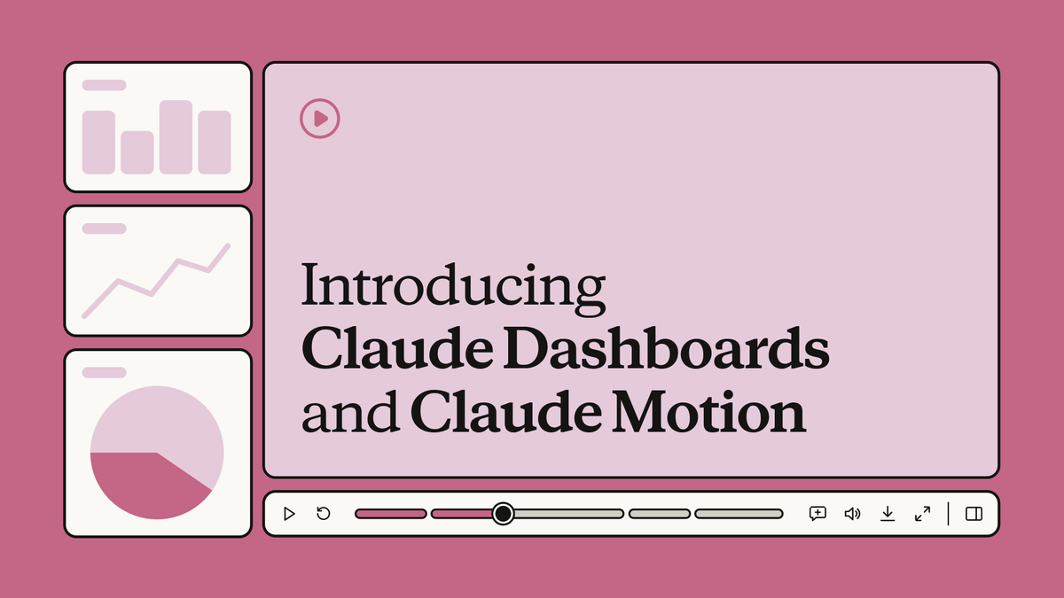 Claude 推出 Dashboards 和 Motion 测试版:数据转实时看板、想法转动画讲解