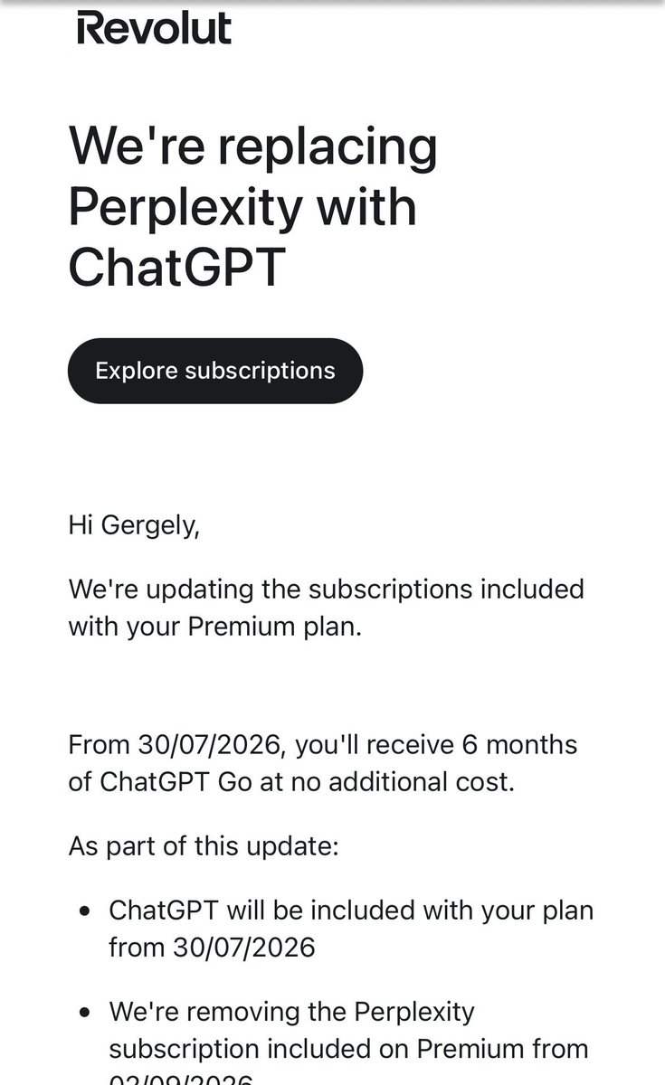 Revolut移除Perplexity，改用ChatGPT，Perplexity增长放缓