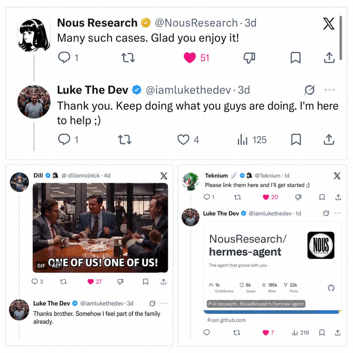 讨论NousResearch社区文化，强调人员和技术差异。
