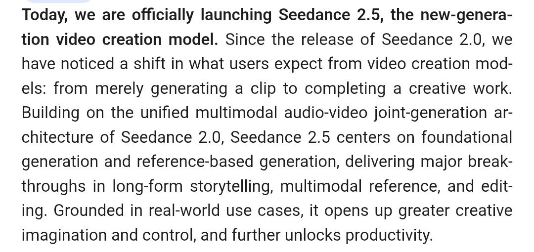 Seedance 2.5 正在推出，可能已对欧洲用户开放