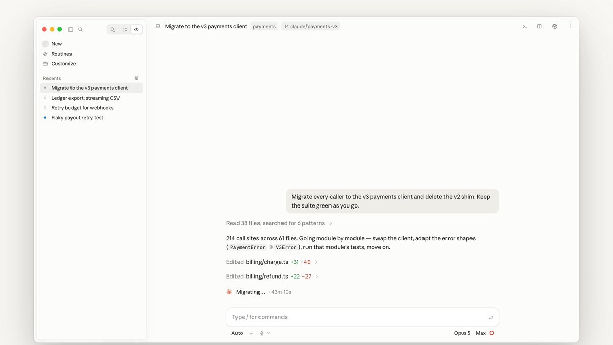 Claude Code 桌面版新增自动继续功能，重置后自动恢复任务。