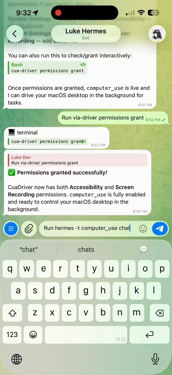 Hermes agent轻松实现远程安装和屏幕截图控制