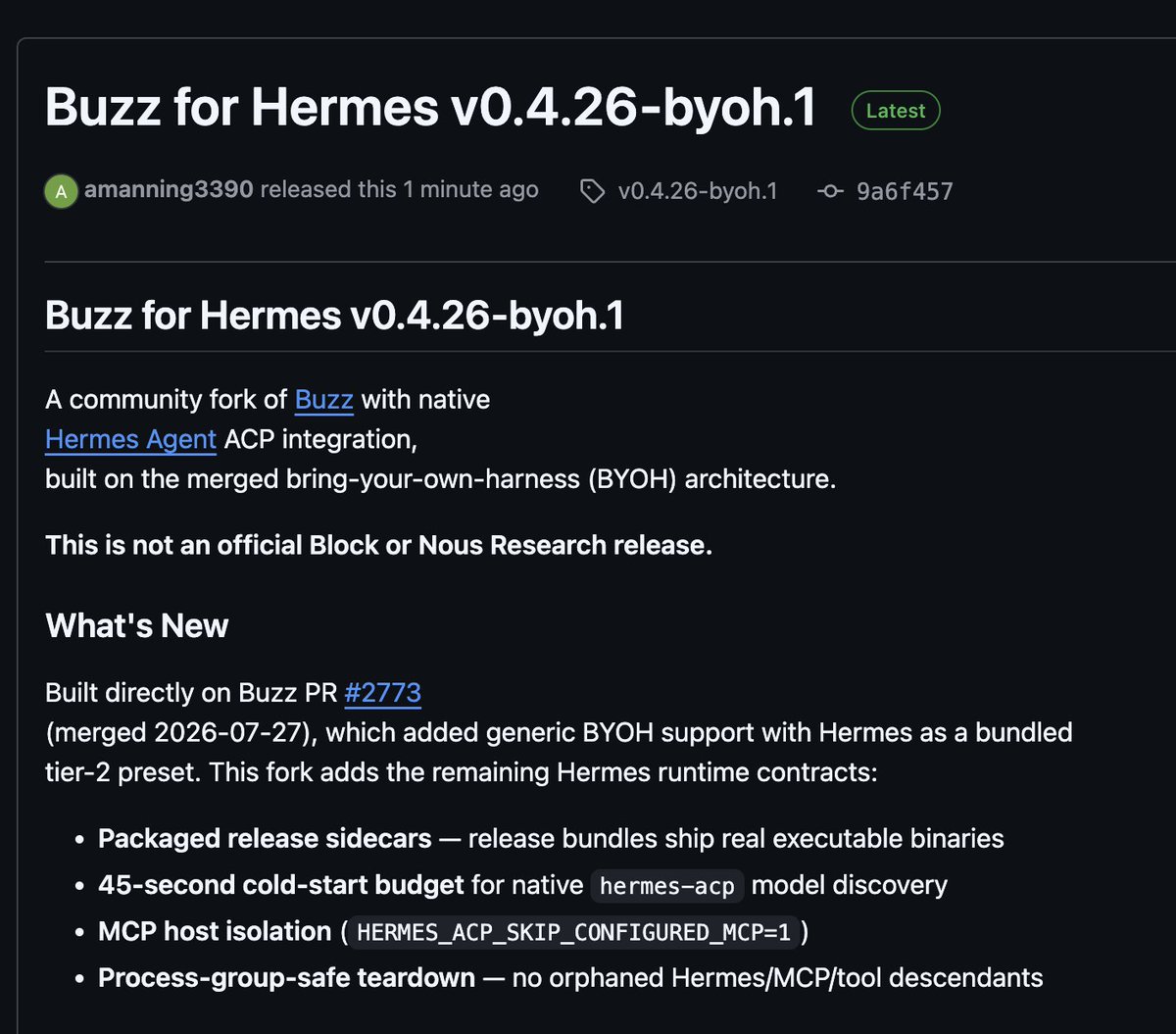Hermes Agents将集成到Blocks Buzz，提供社区版本。