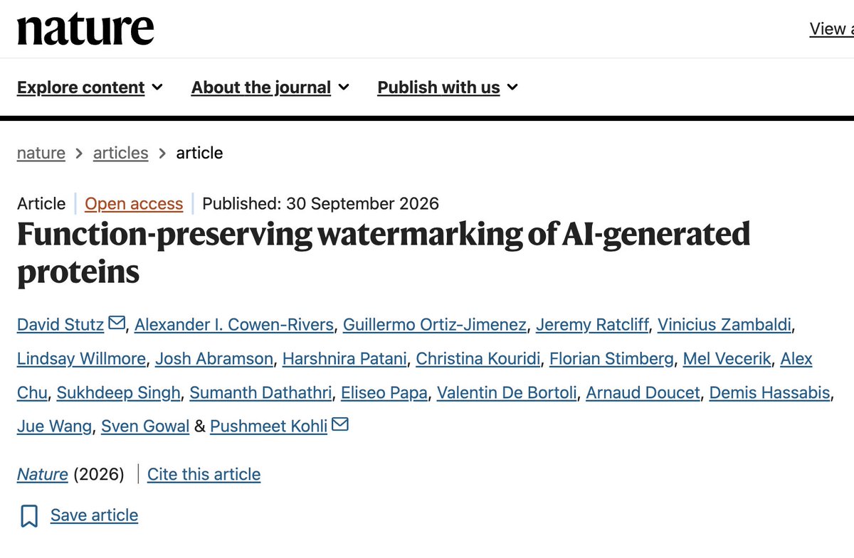 Google DeepMind 团队开发可扩展方法,为 AI 生成蛋白质打水印,成果登 Nature