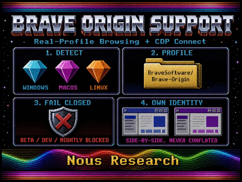 Hermes Agent 新增 Brave Origin 支持。