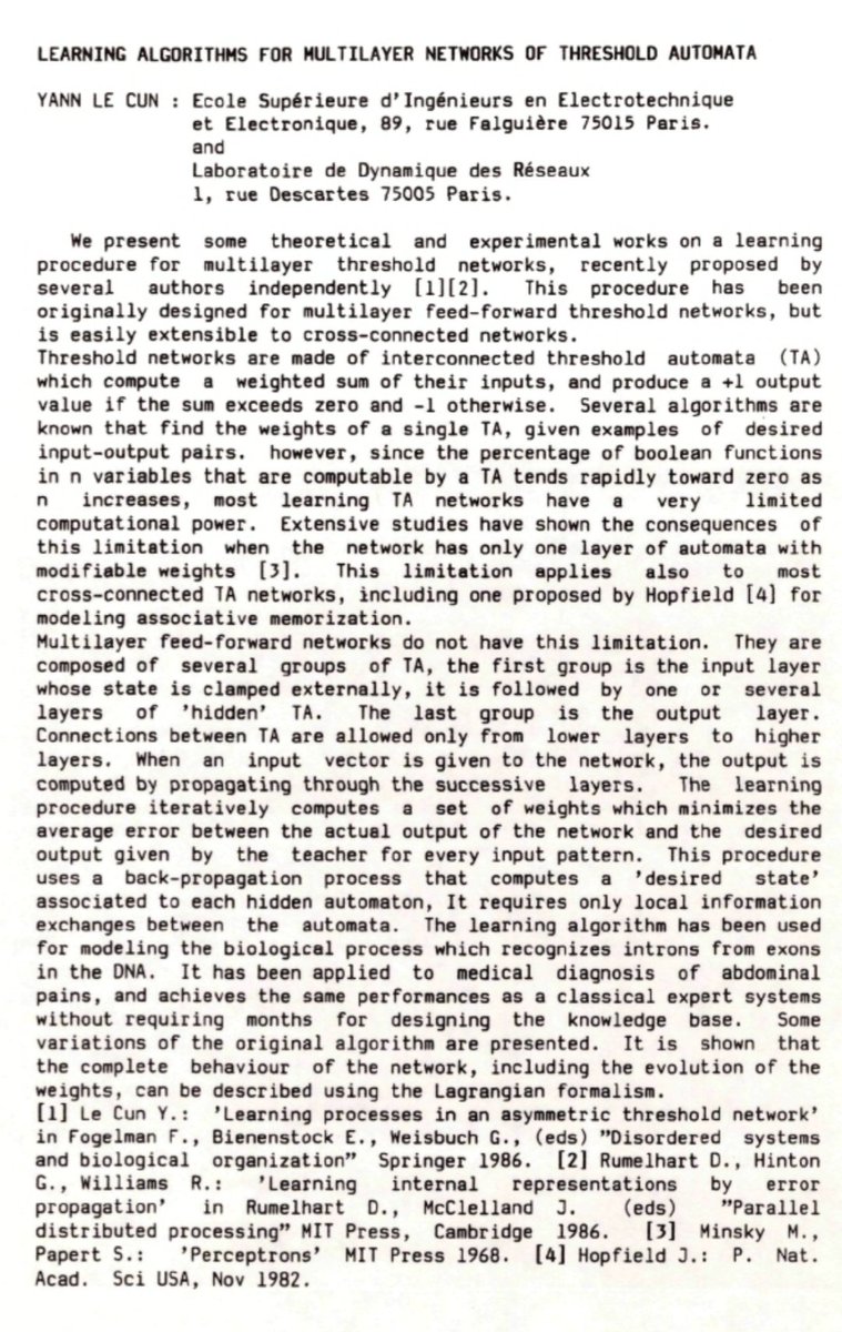 LeCun 回忆 1986 年首赴美国参会、初见 Minsky 并展示多层网络 poster