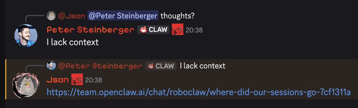 用 openclaw 构建 openclaw，共享 agent 会话为 URL 是超能力。