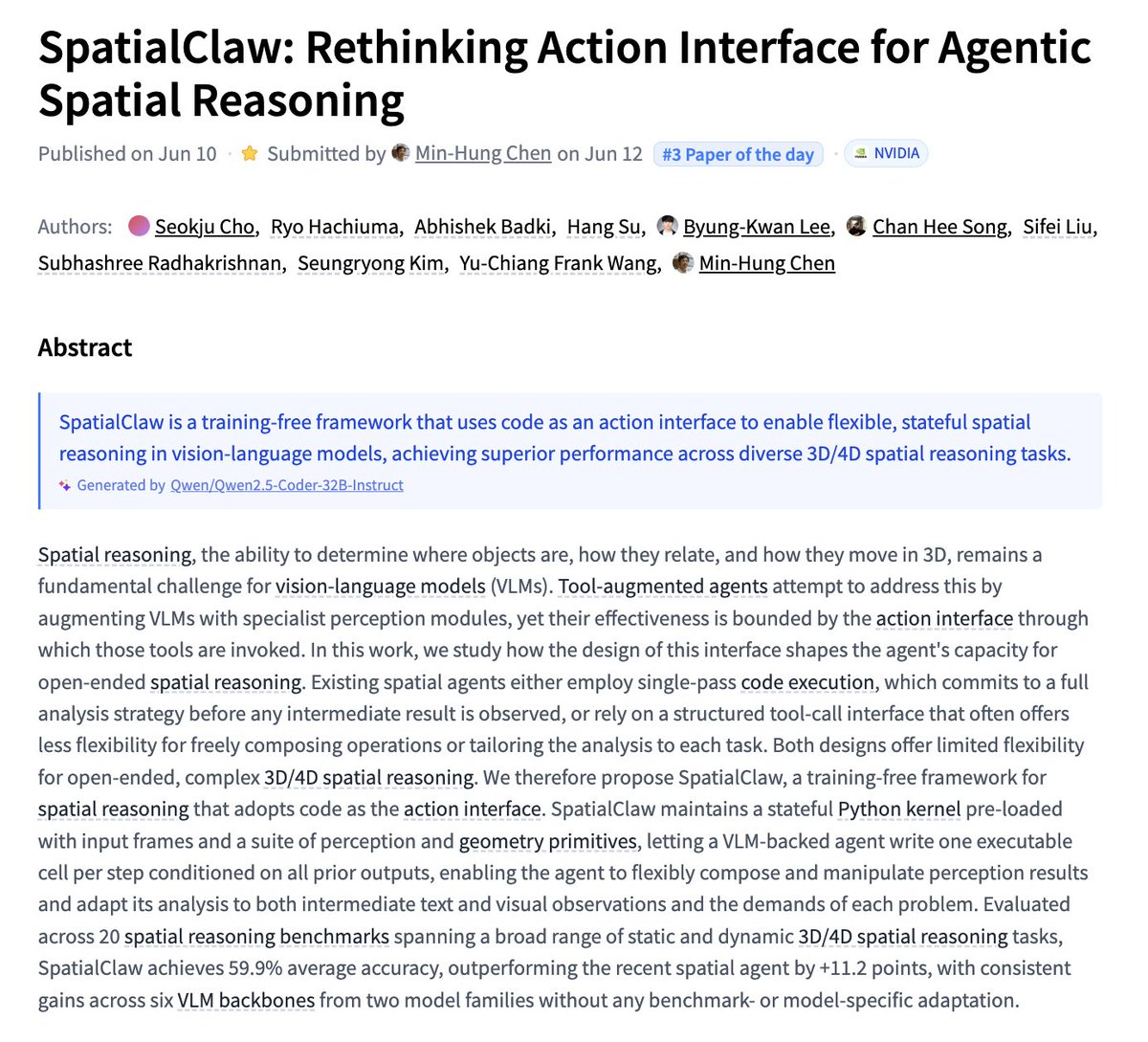 论文 SpatialClaw:重构 agent 空间推理的动作接口