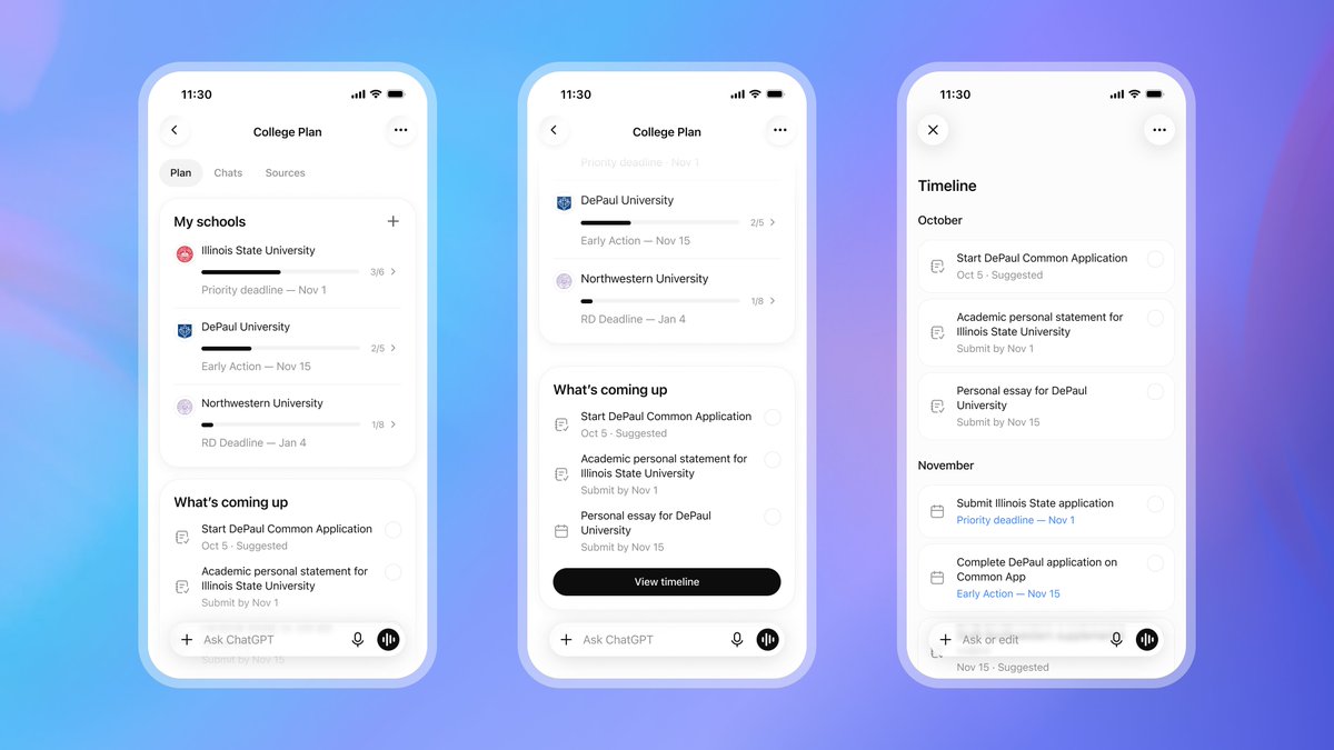 OpenAI 推出 ChatGPT 青少年版并预览 College Planner