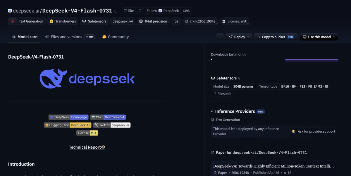 DeepSeek新模型权重发布，可跑Benchmark或本地部署