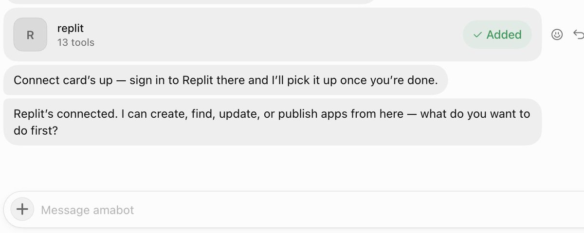 演示通过指令将Replit连接到bot。