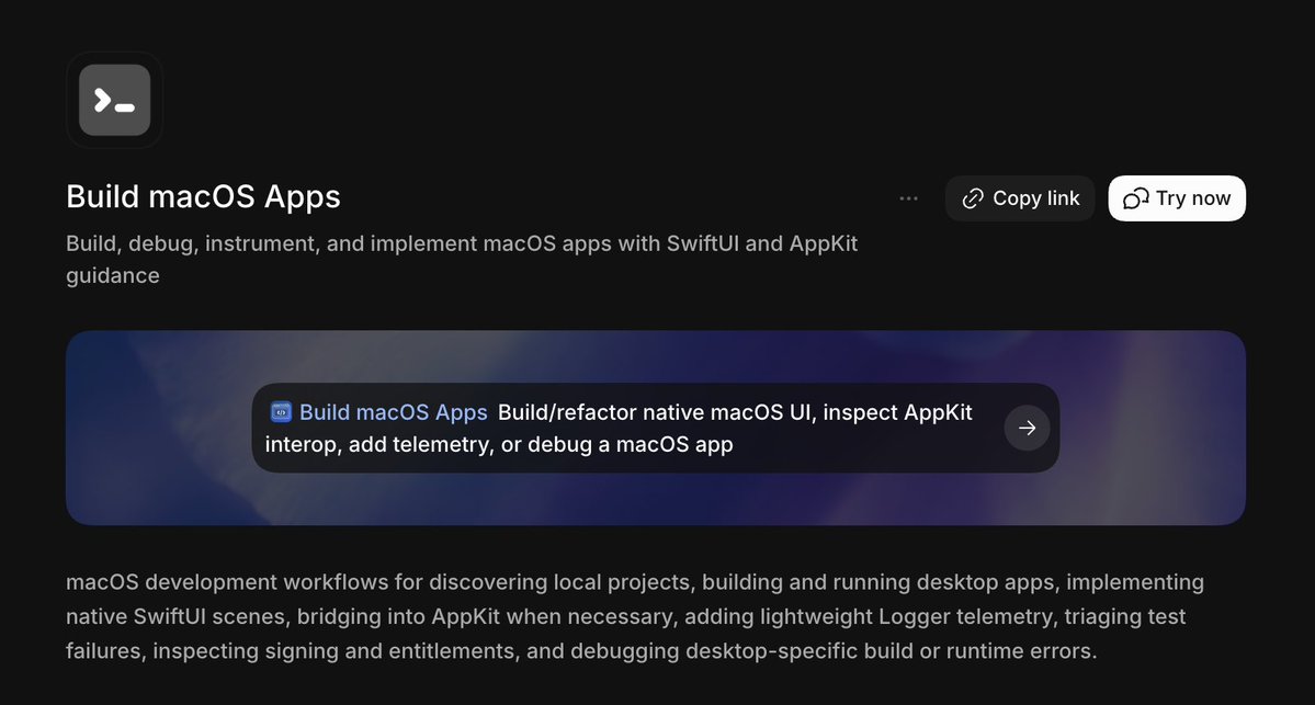 推荐用Codex的Build macOS Apps插件开发macOS应用。