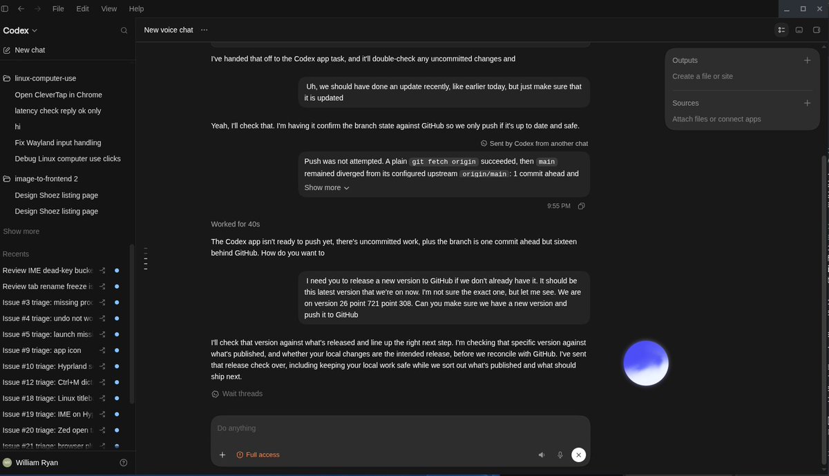 Codex/ChatGPT实时语音在Linux分支可用
