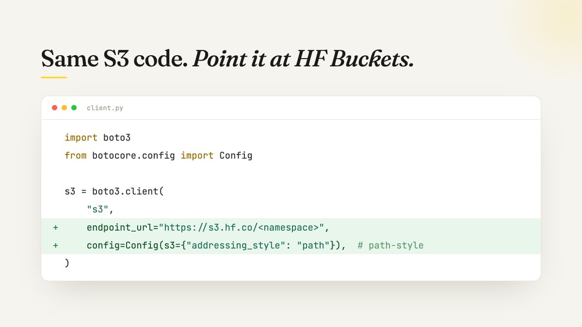 HuggingFace Buckets支持S3 API，轻松集成百种工具