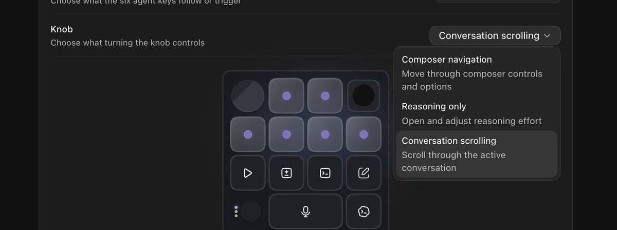 Codex Micro新增旋钮滚动对话