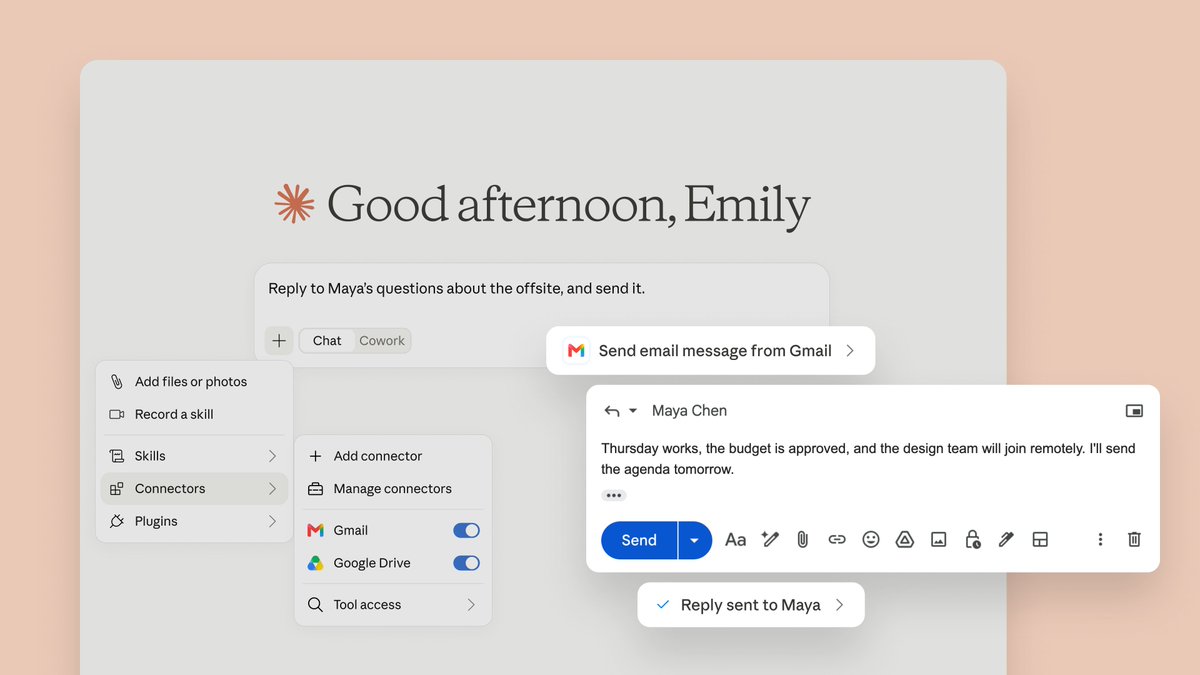 Claude新增Gmail邮件发送和Google Drive文件管理功能
