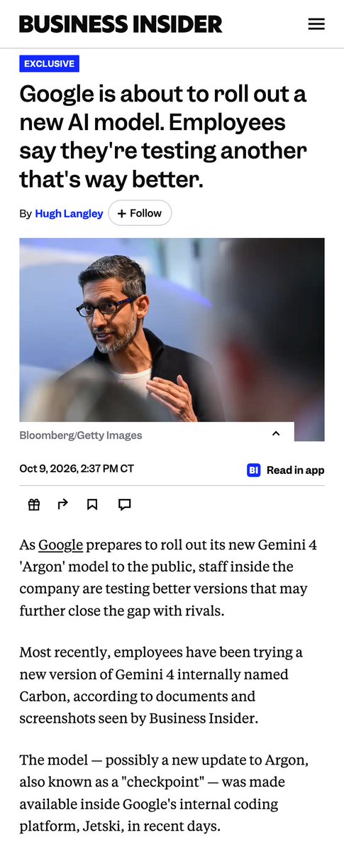 Google 内部测试新模型 Carbon,员工称编码能力“感觉像 Opus 5.5”