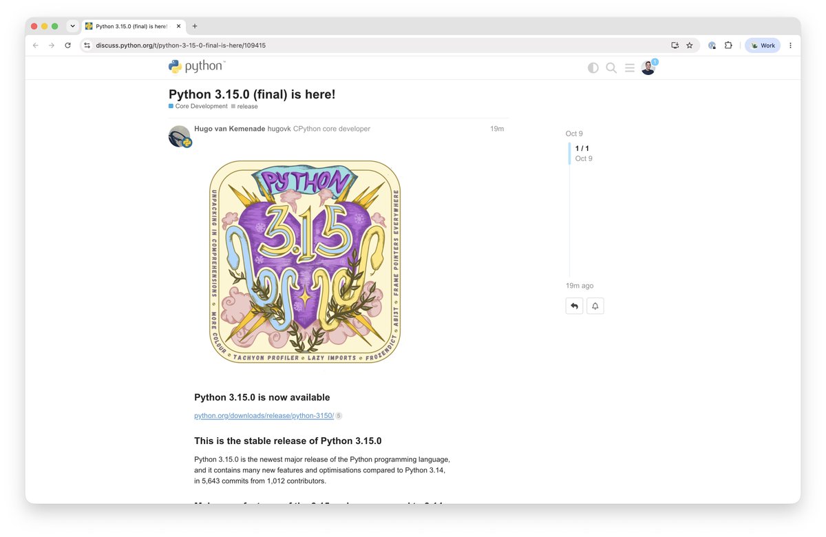 Charlie Marsh 宣布 Python 3.15 正式发布